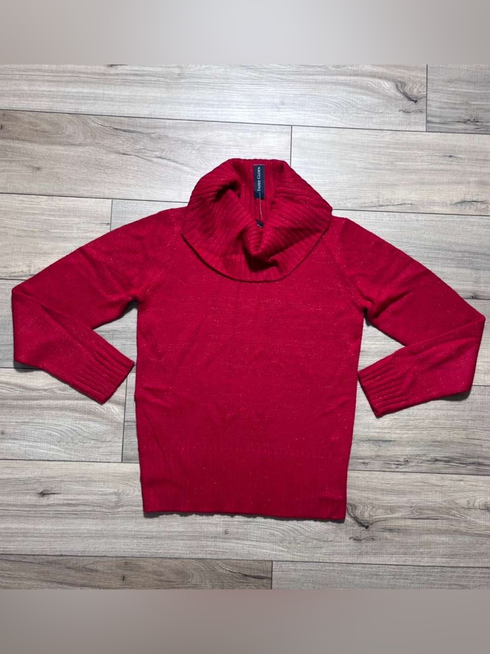 Faded Glory Womens Metallic Cowl Neck Long Sleeve Sweater Size M (8-10) Red